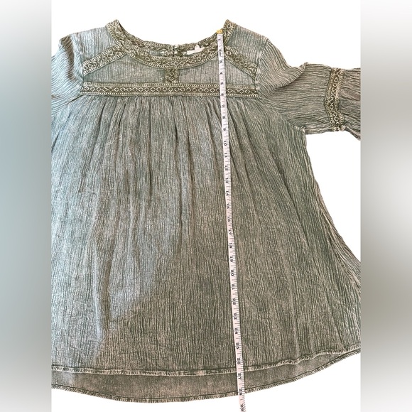 Easel Sage Textured Knit Monochromatic Minimalist Boho Hippie Lagenlook Top Sz S - Picture 5 of 9